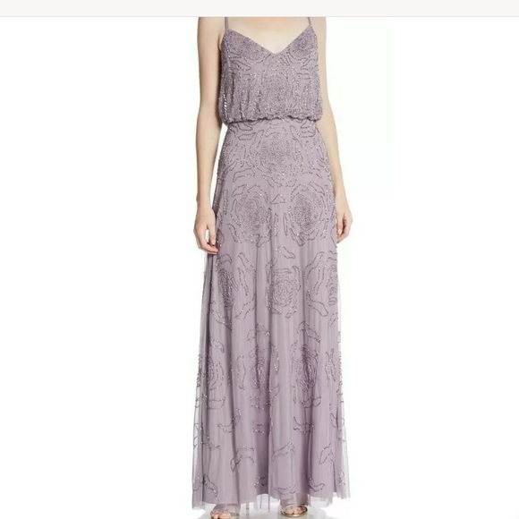 Adrianna Papell Beaded Blouson Gown Dress Wedding - Picture 2 of 7